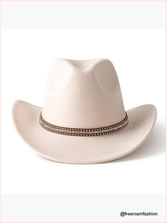Classic Wide Brim Western Cowboy Hat - Adjustable Unisex Felt main image 4